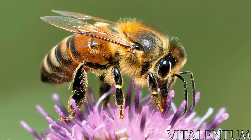 Beautiful Honey Bee on Pink Flower AI Image
