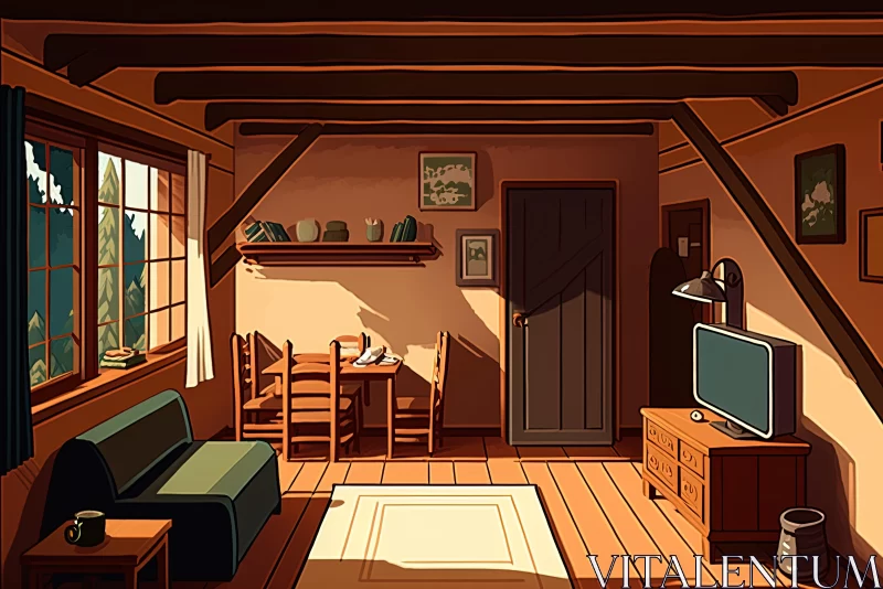 Captivating Character in a Storybook House - Warm Tones and Graphic Novel Style AI Image