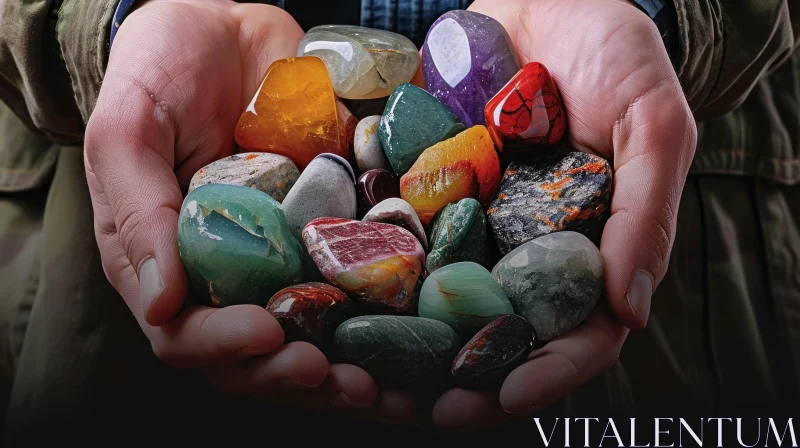 Colorful Stones and Minerals | Captivating Collection in Hand AI Image