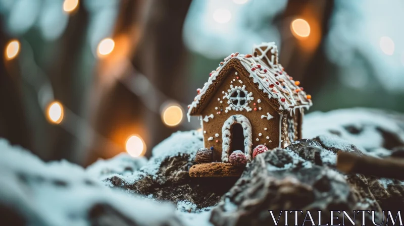 Cozy Gingerbread House in Snowy Forest - Christmas Image AI Image