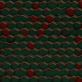Dark Green and Burgundy Hexagon Pattern - Geometric Design