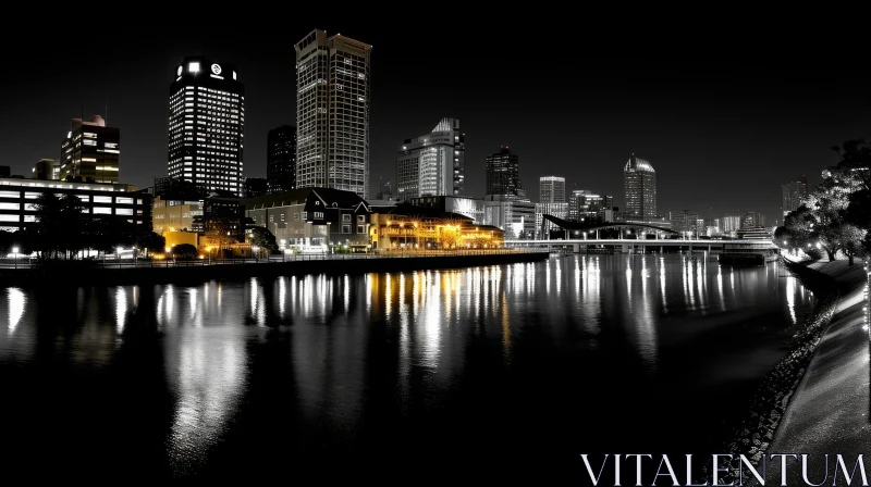 AI ART Enchanting Night Cityscape Reflection on River