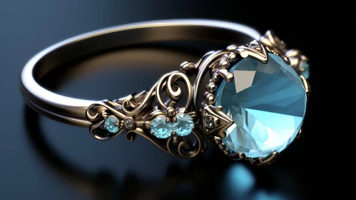Exquisite Gold Ring with Aquamarine Gemstone