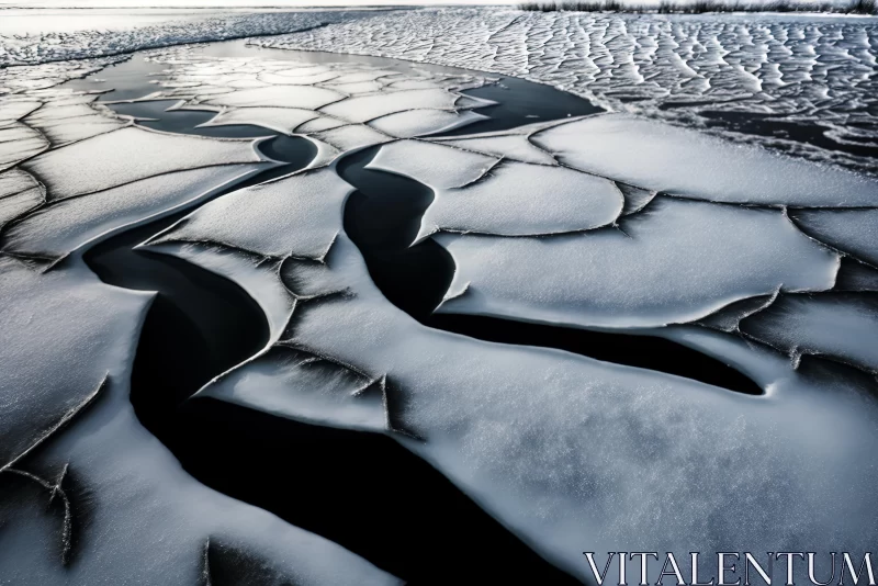 Frozen River in Plymouth, Nebraska | Organic Forms and Geometric Shapes AI Image