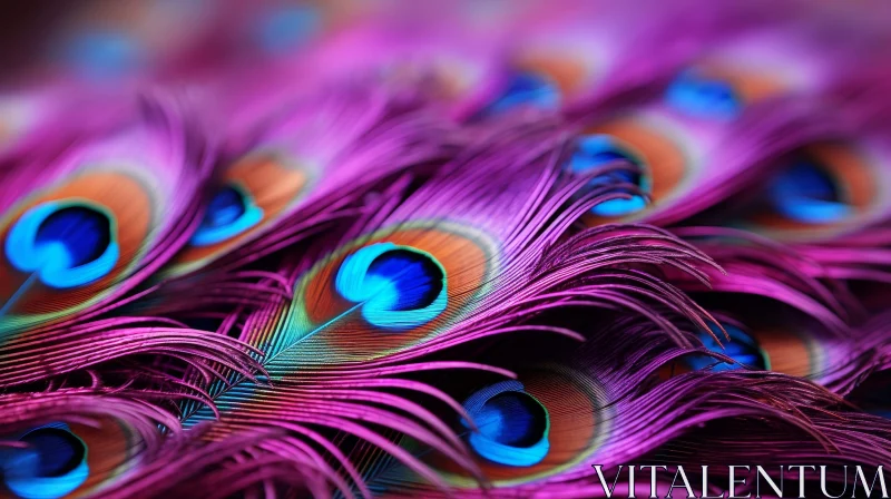 Intricate Peacock Feather: Deep Purple & Green Colors AI Image