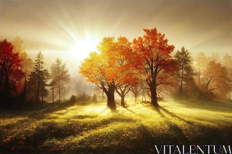Majestic Autumn Tree in a Serene Landscape | Nature Inspired AI Image
