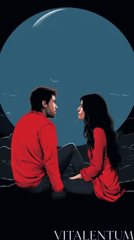 Romantic Man and Woman Vector Illustration AI Image