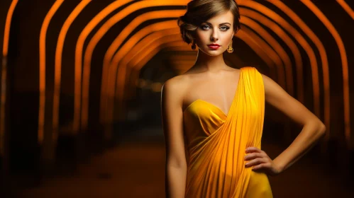 Serious Woman in Yellow Dress - Portrait Photography