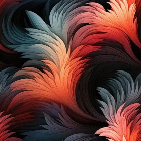 Swirling Abstract Feathers Pattern in Blue, Orange, and Pink