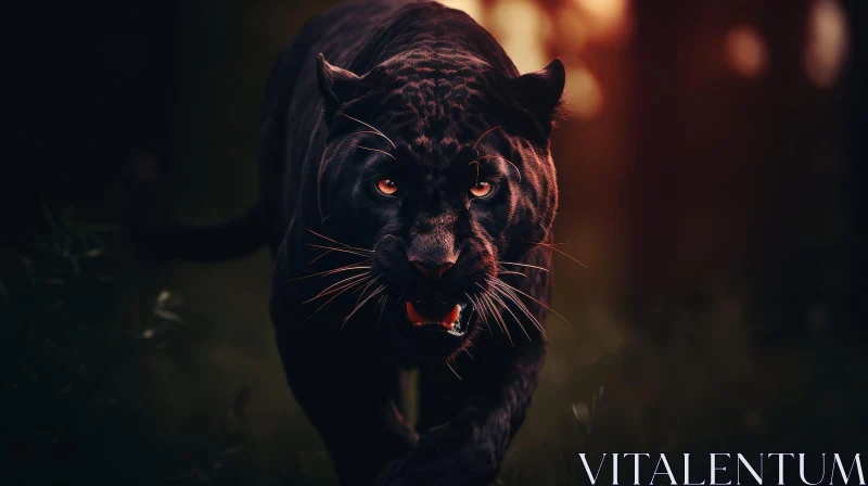 Black Panther in Mysterious Jungle AI Image