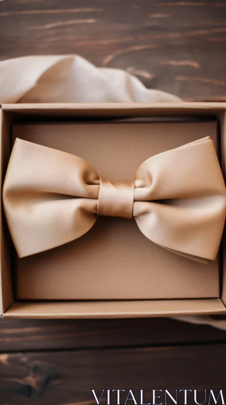AI ART Brown Cardboard Box with Gold Bow Tie | Classic Design