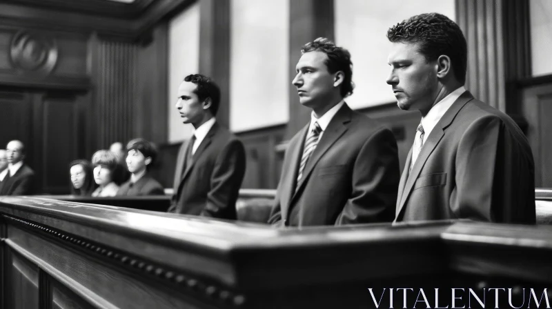 Courtroom Photo: Men in Suits in Introspective Moment AI Image