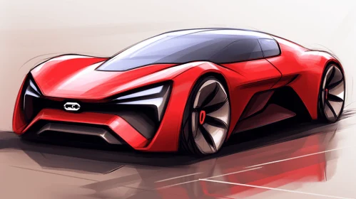 Futuristic Red Car with Bold Structural Designs | Dynamic Sketching