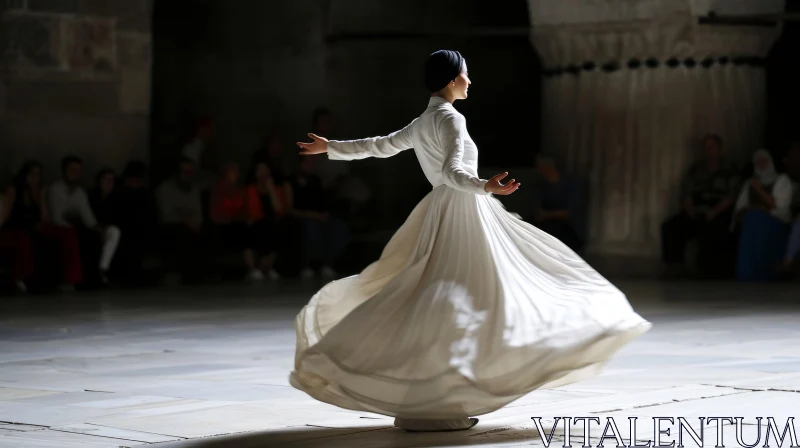 Graceful Sufi Whirling Dance Performance by a Woman AI Image