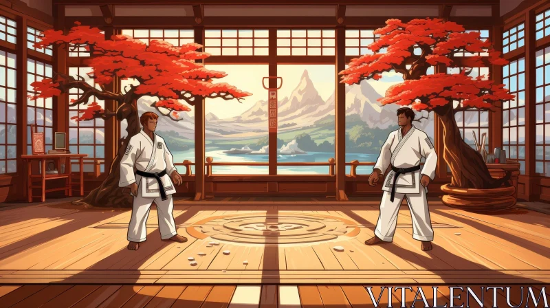 Karate Dojo Training Scene AI Image