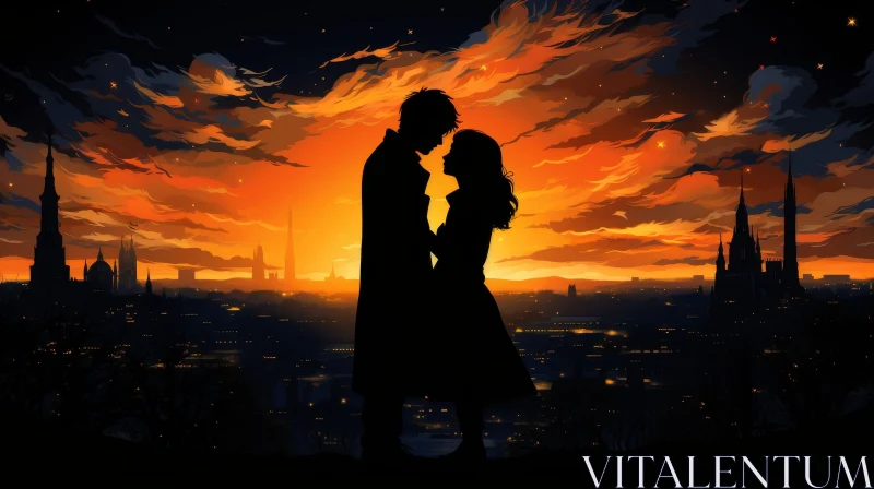 AI ART Romantic Cityscape Painting at Sunset