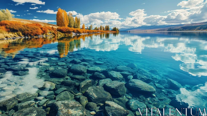 Serene Mountain Lake in Autumn AI Image