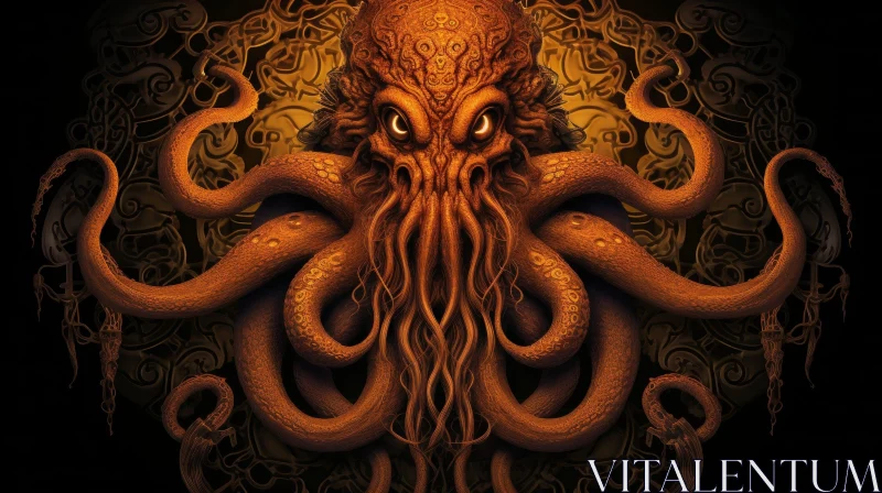 AI ART Ethereal Dark Fantasy Octopus Creature Illustration