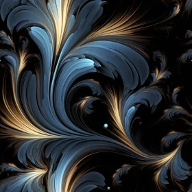 Intricate Blue and Gold Fractal Art | Organic Design