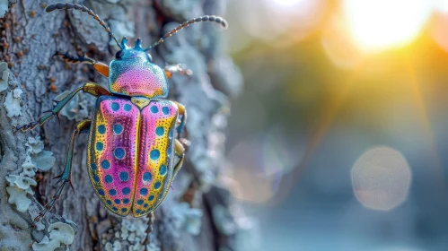 Macro Beetle Photography: Blue-Green Metallic Insect Close-Up