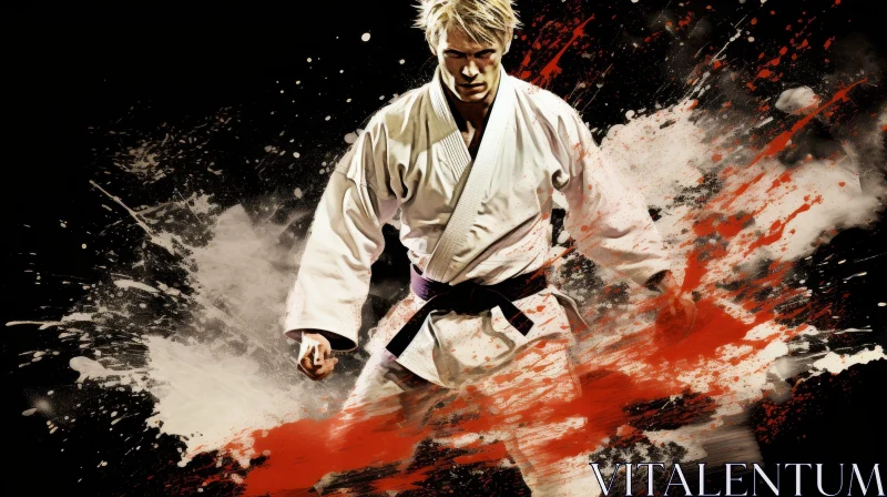 AI ART Powerful Karate Fighter in White Kimono | Intense Martial Arts Pose