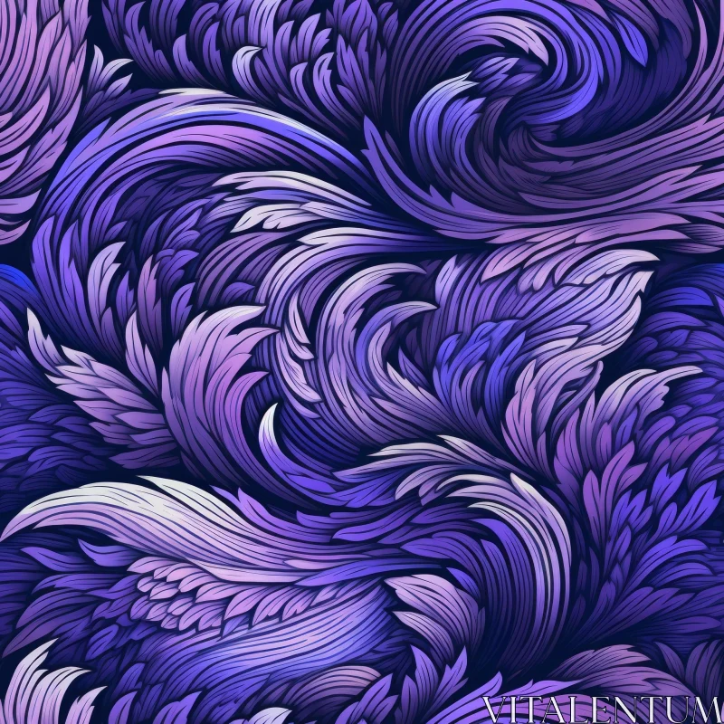 Swirling Purple and Blue Leaves Pattern AI Image