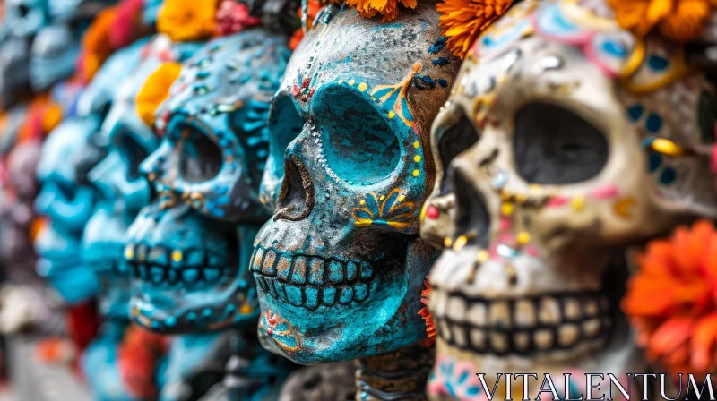 Traditional Mexican Sugar Skull - Stunning Ceramic Artwork AI Image