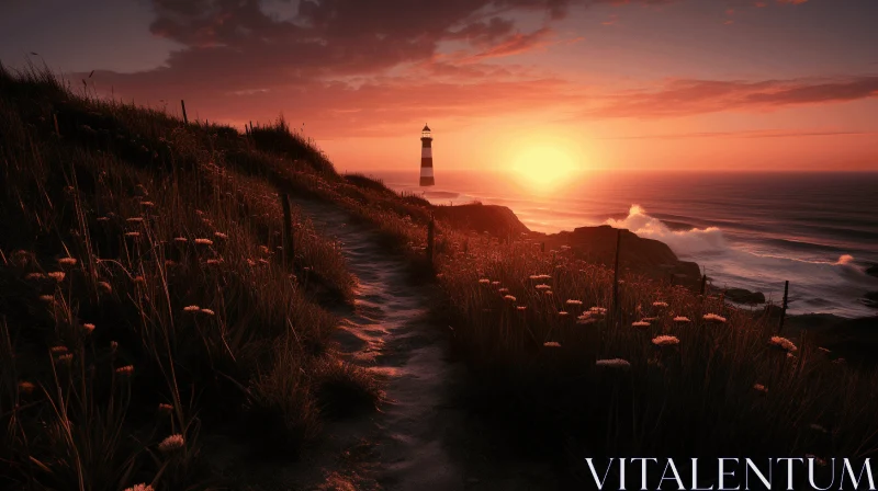 AI ART Captivating Lighthouse at Sunset: A Serene and Dreamy Landscape