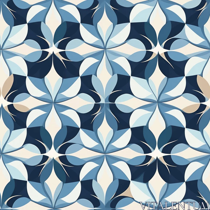 Elegant Blue and White Floral Pattern AI Image