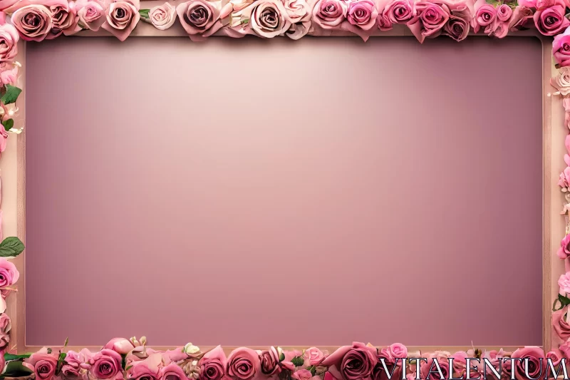 Pink Rose Frame on Soft Pink Background - High-Quality Photo AI Image