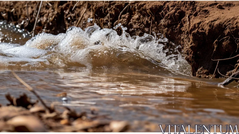 Captivating Image of a Breaking Wave in a Muddy Stream AI Image