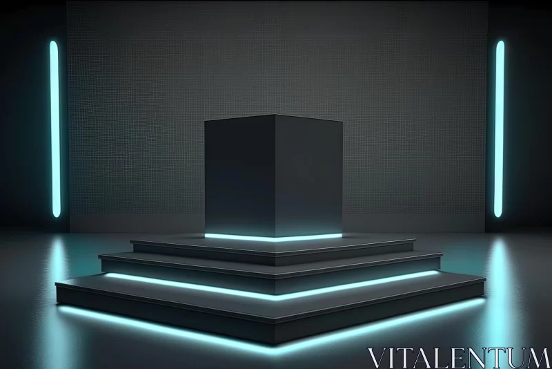 Captivating Stage and Podium: Dark Gray and Light Cyan Technological Design AI Image