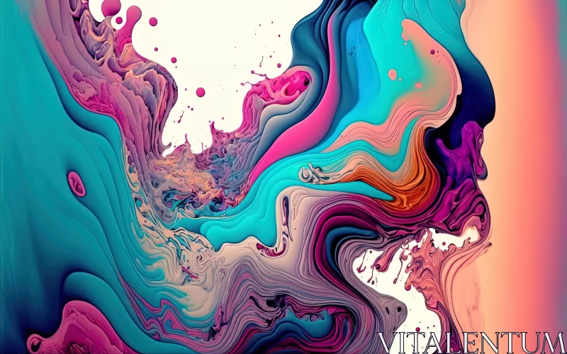 Colorful Liquids and Splashes - Hyper-detailed Abstract Painting AI Image