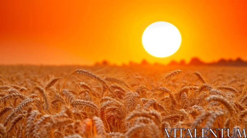Golden Wheat Field at Sunset | Serene Landscape AI Image