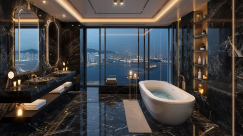 Luxurious Modern Bathroom with City View | Spacious Interior