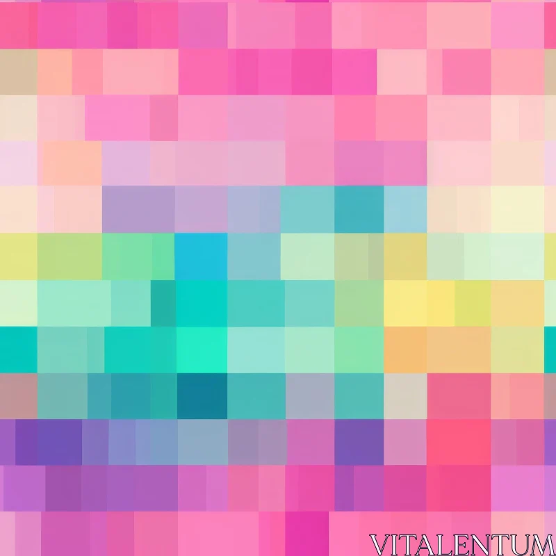 Pixelated Mosaic Tie-Dye Pattern in Pastel Shades AI Image