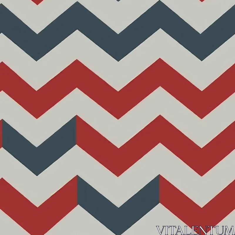 AI ART Retro Red Blue White Chevrons Pattern