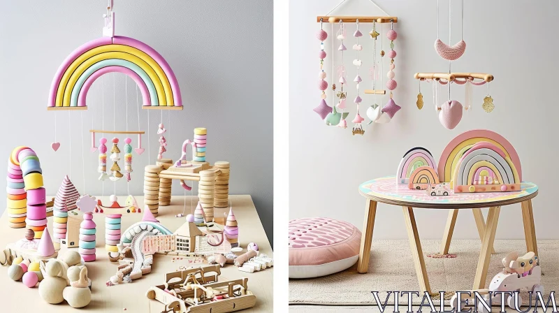 AI ART Wooden Toys for Children: Educational and Fun | Artistic Image