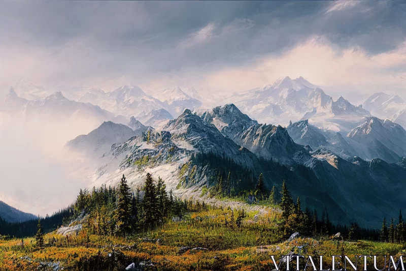 Captivating Mountain Range Painting | Hyper-Realistic Art AI Image