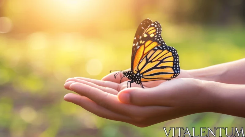 Child Holding Monarch Butterfly: A Captivating Encounter with Nature AI Image