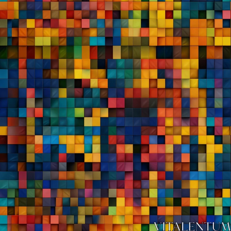 Colorful Square Mosaic Pattern for Background or Print AI Image