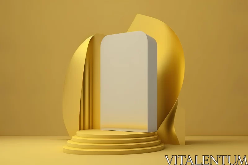 Golden Podium on Yellow Background | Asymmetrical Design AI Image