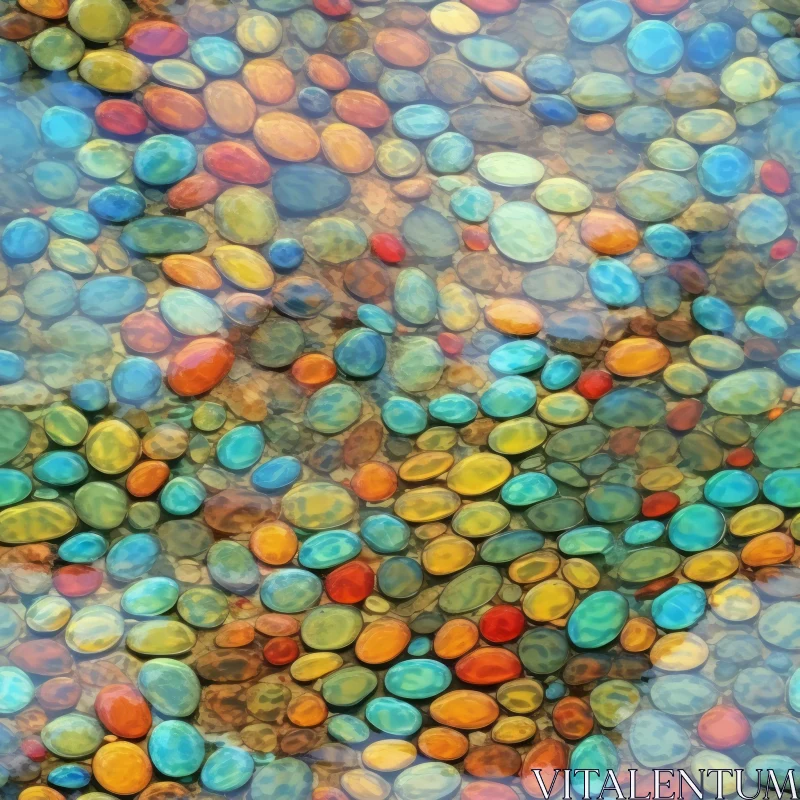 Tranquil Pond Pebbles - Beautiful Water Reflections AI Image