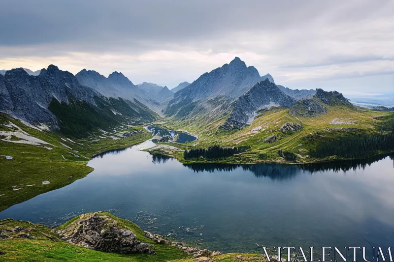 El Dario Valley Lake in the Austrian Alps: A Captivating Nature Scene AI Image