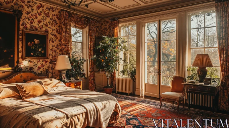 AI ART Luxurious Floral Bedroom with Elegant Décor