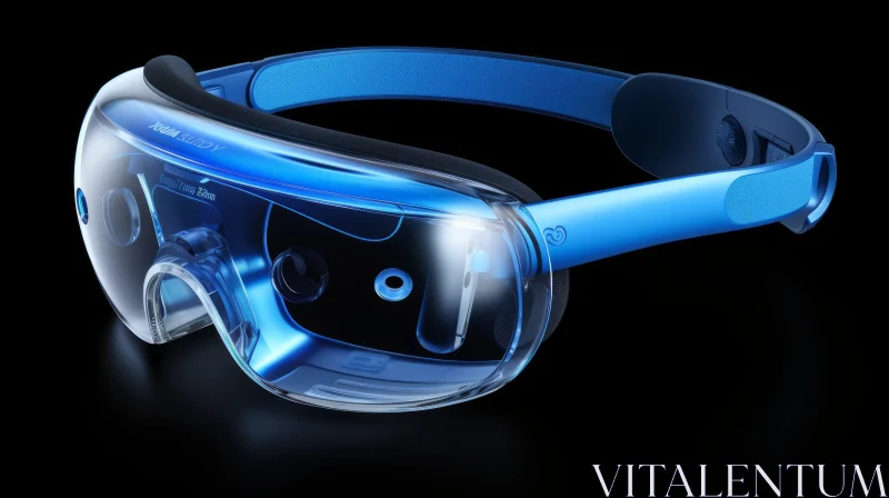 Transparent Blue Virtual Reality Glasses | 3D Illustration AI Image