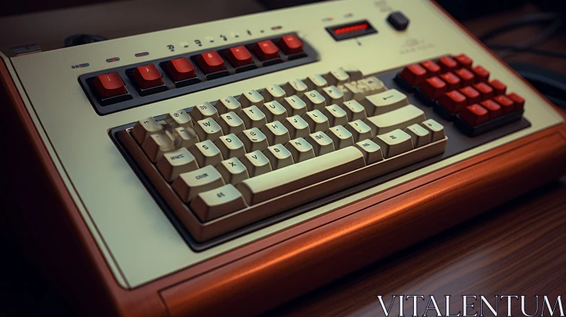 Vintage Computer Keyboard in Brown and Beige AI Image