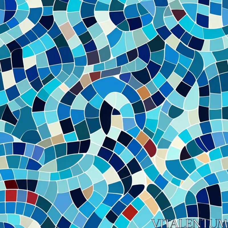 Blue Mosaic Pattern - Seamless Background Design AI Image