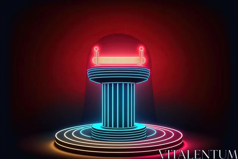 Captivating Neon Retro Pillar Artwork - A Fusion of Cyclorama, Neogeo, and Art Deco Futurism AI Image