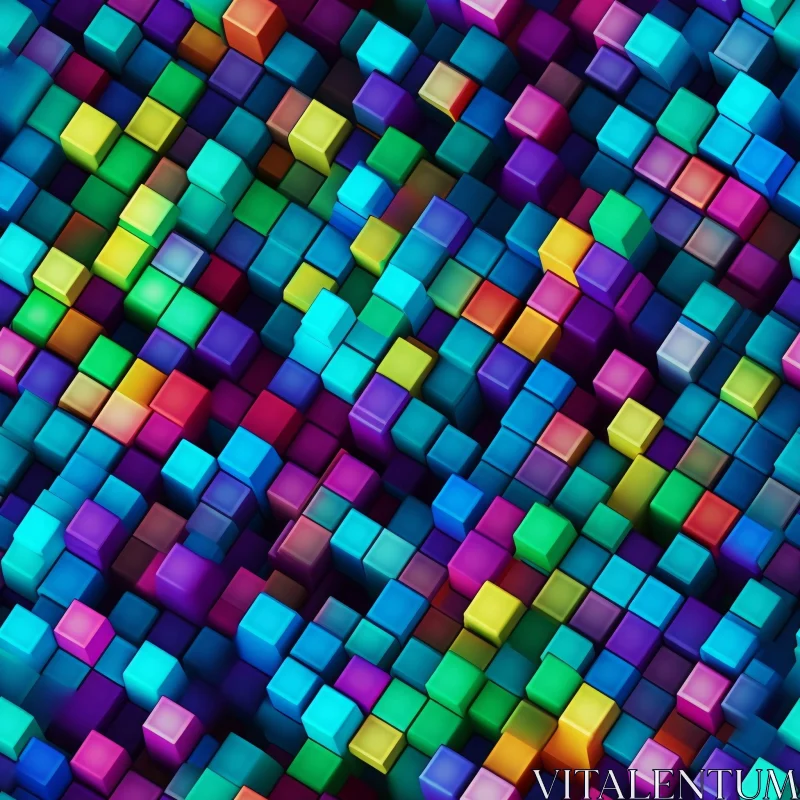 AI ART Colorful 3D Cubes Grid Artwork